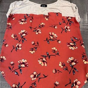 by & by Dark Orange and Cream Floral Blouse